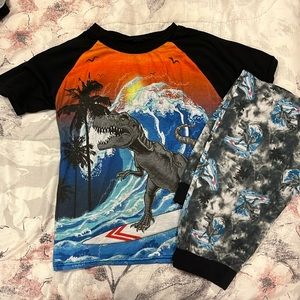 Boys Matching set surfing dinosaur sleeping pajamas pjs